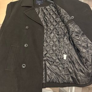 Men’s double breasted pea coat black brand new